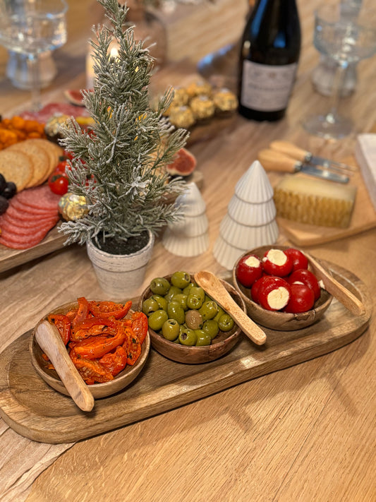 festive table with neutral home decor