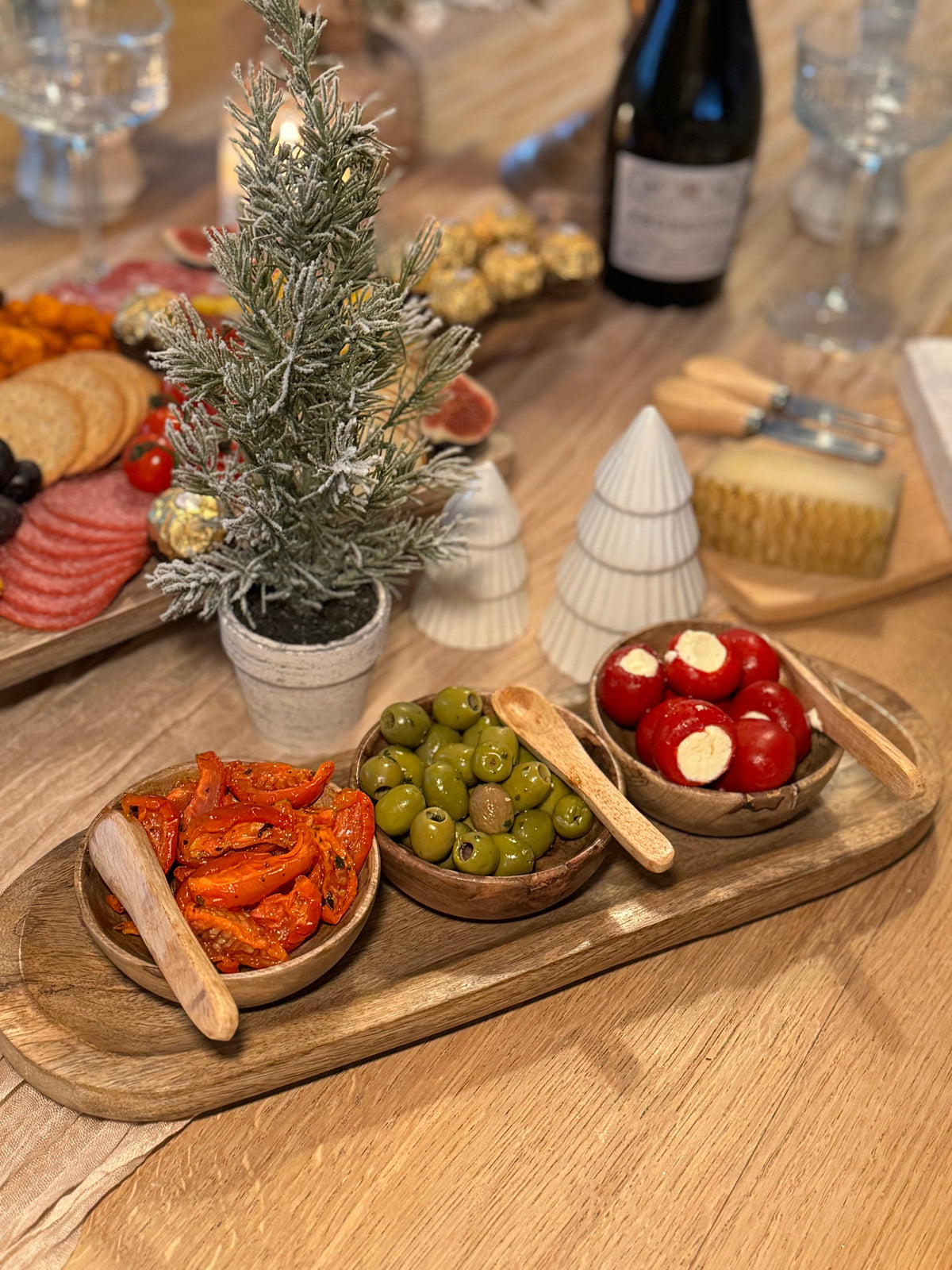 festive table with neutral home decor