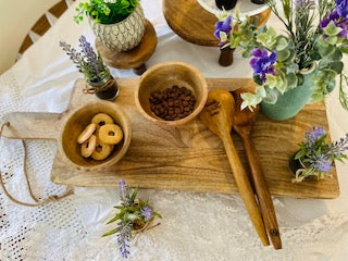 mango wood grazing board with mango wood accessories