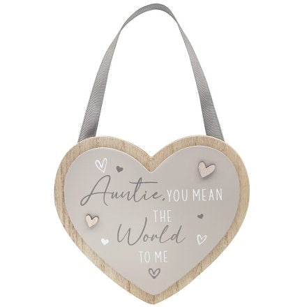 Wooden Auntie Heart Plaque