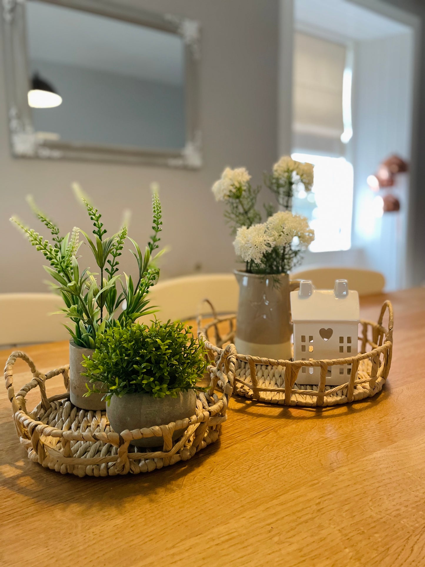 Set of 2 Woven Wicker Trays