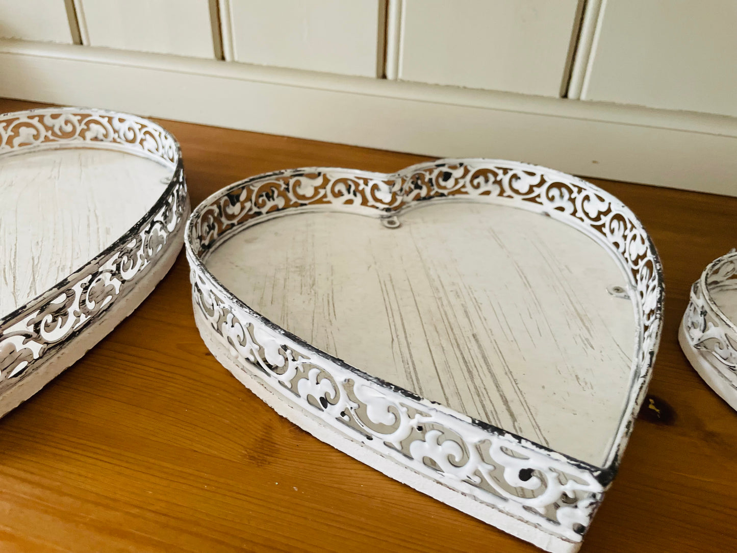 Large Rustic White Heart Tray