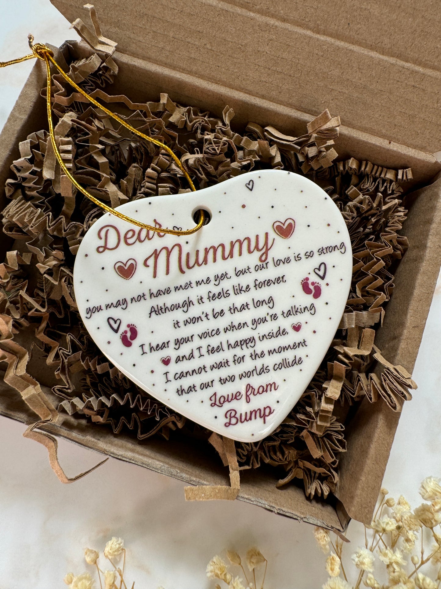 Dear Mummy From Bump Porcelain Heart