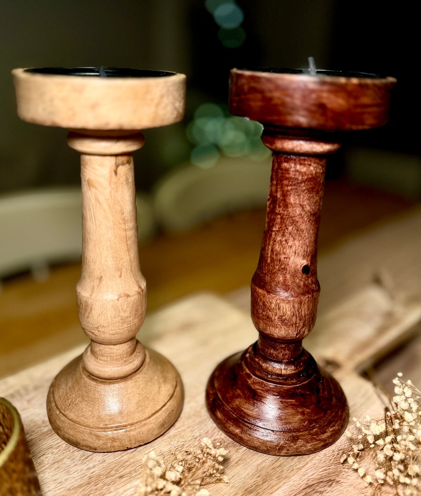 Mango Wood Candle Holders