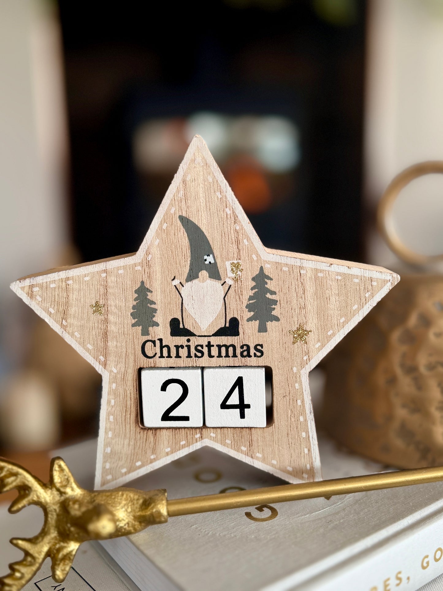 Wooden Countdown To Christmas Star Block