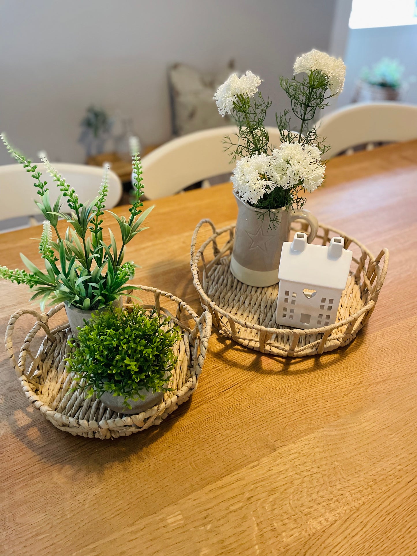 Set of 2 Woven Wicker Trays