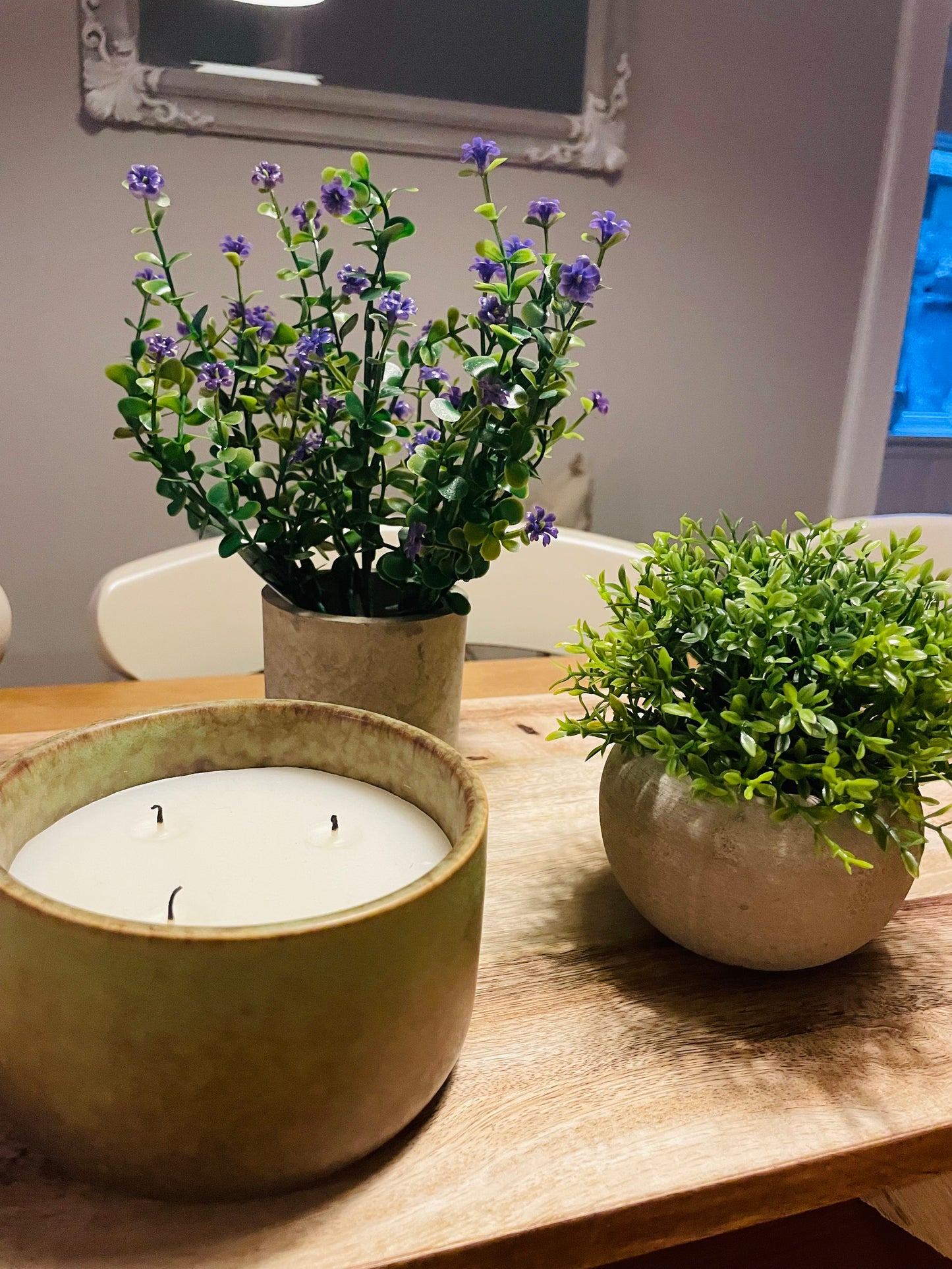 Flower Plant in Stone Effect Pot