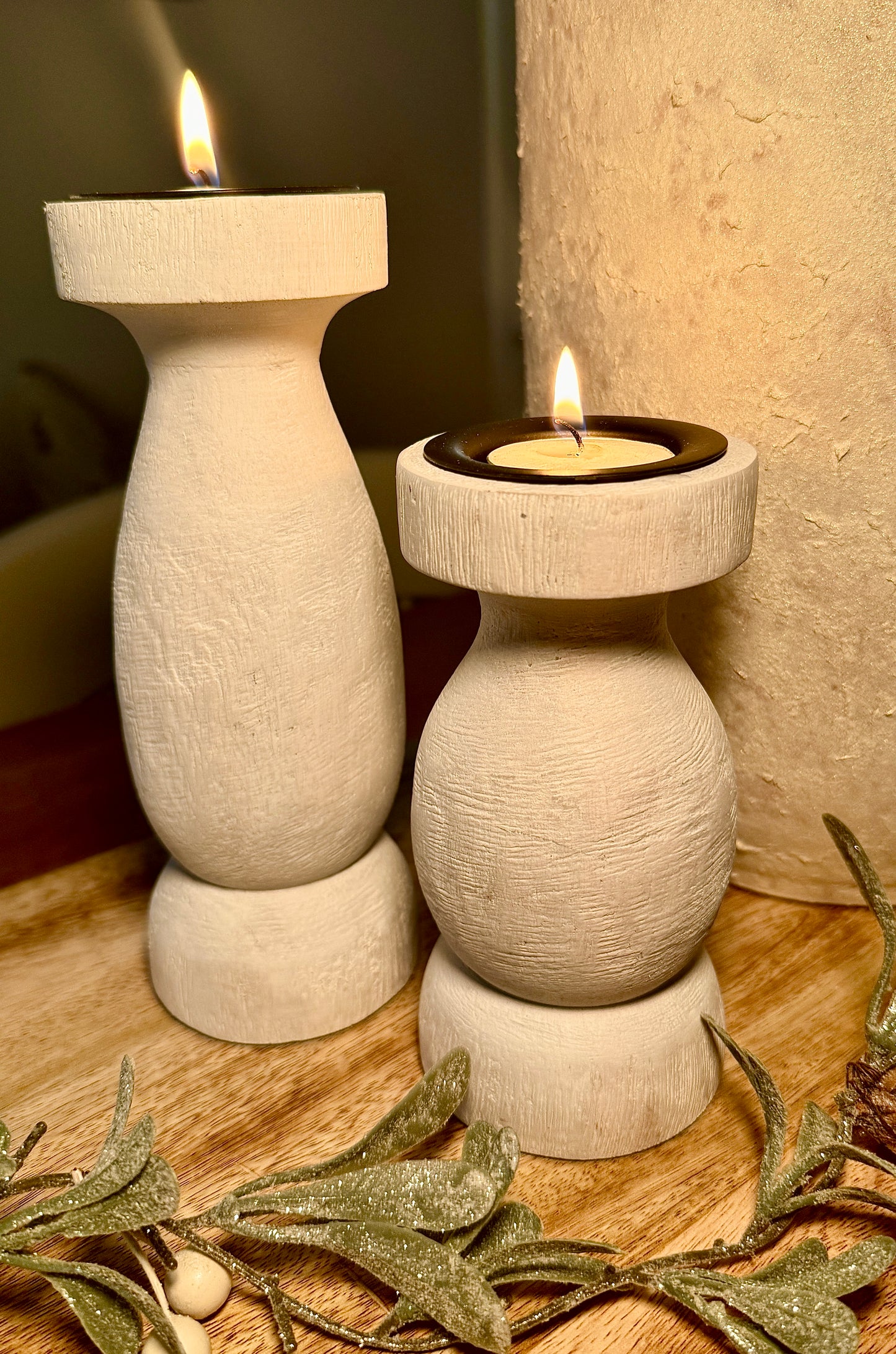 Rustic Wooden Pillar Candle Holders - Choice of Sizes