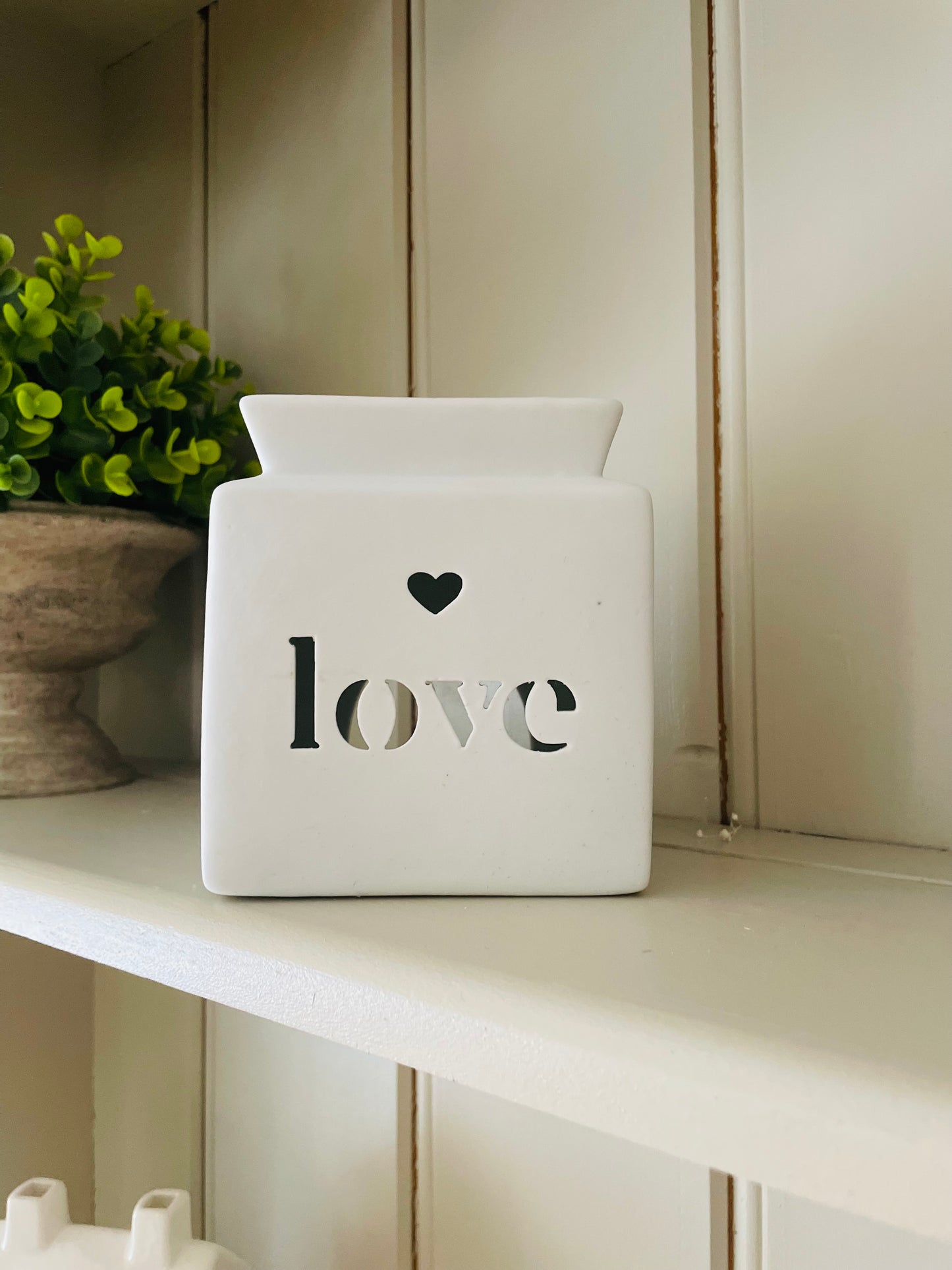 White Square LOVE Cut Out Burner