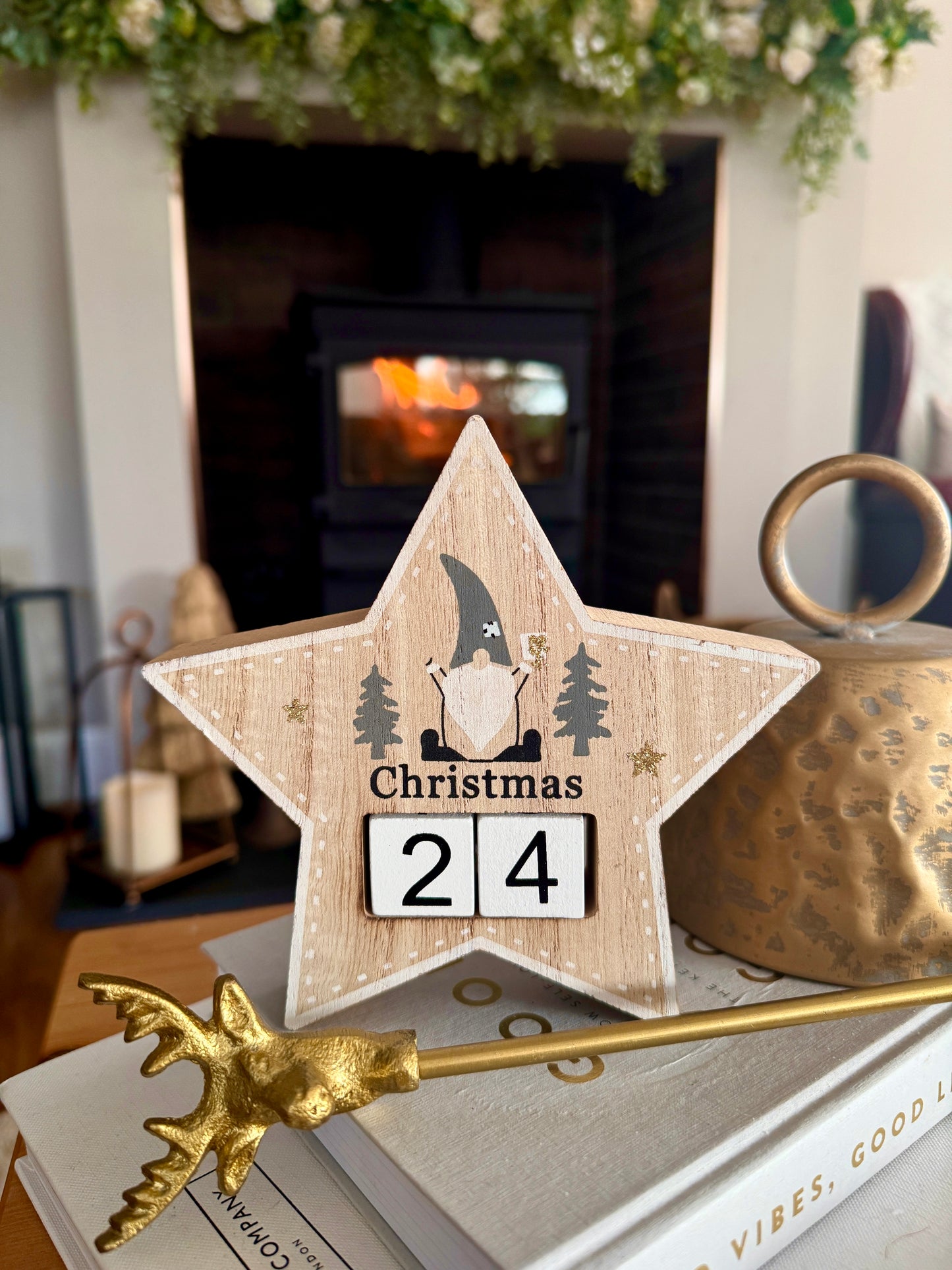Wooden Countdown To Christmas Star Block
