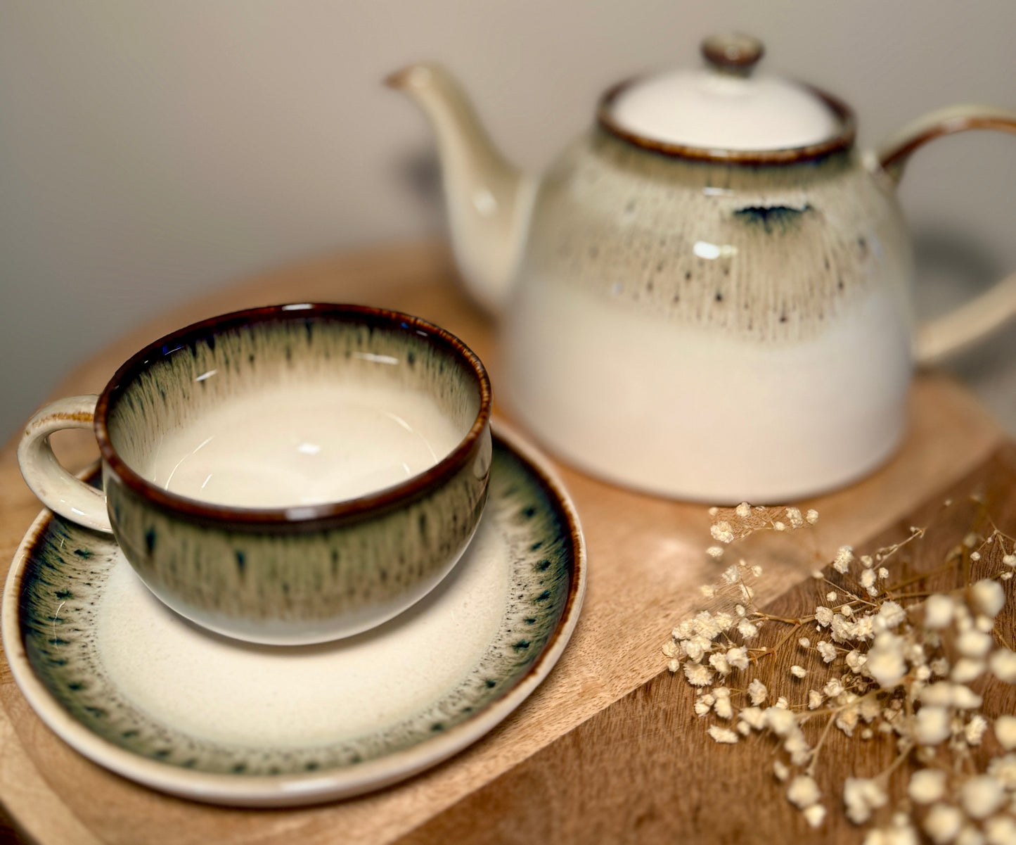 Reactive Glaze Cup and Saucer