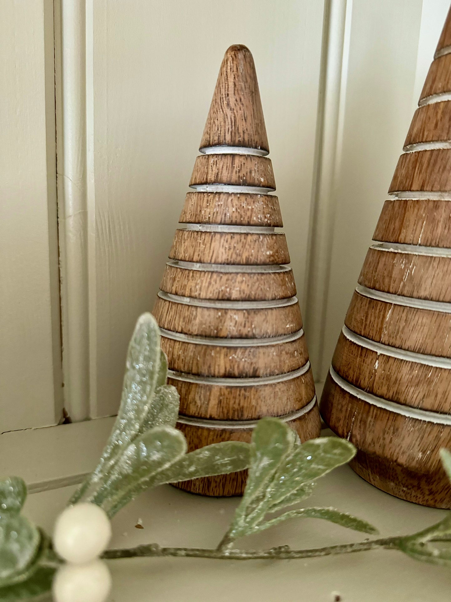 Mango Wood Striped Christmas Trees