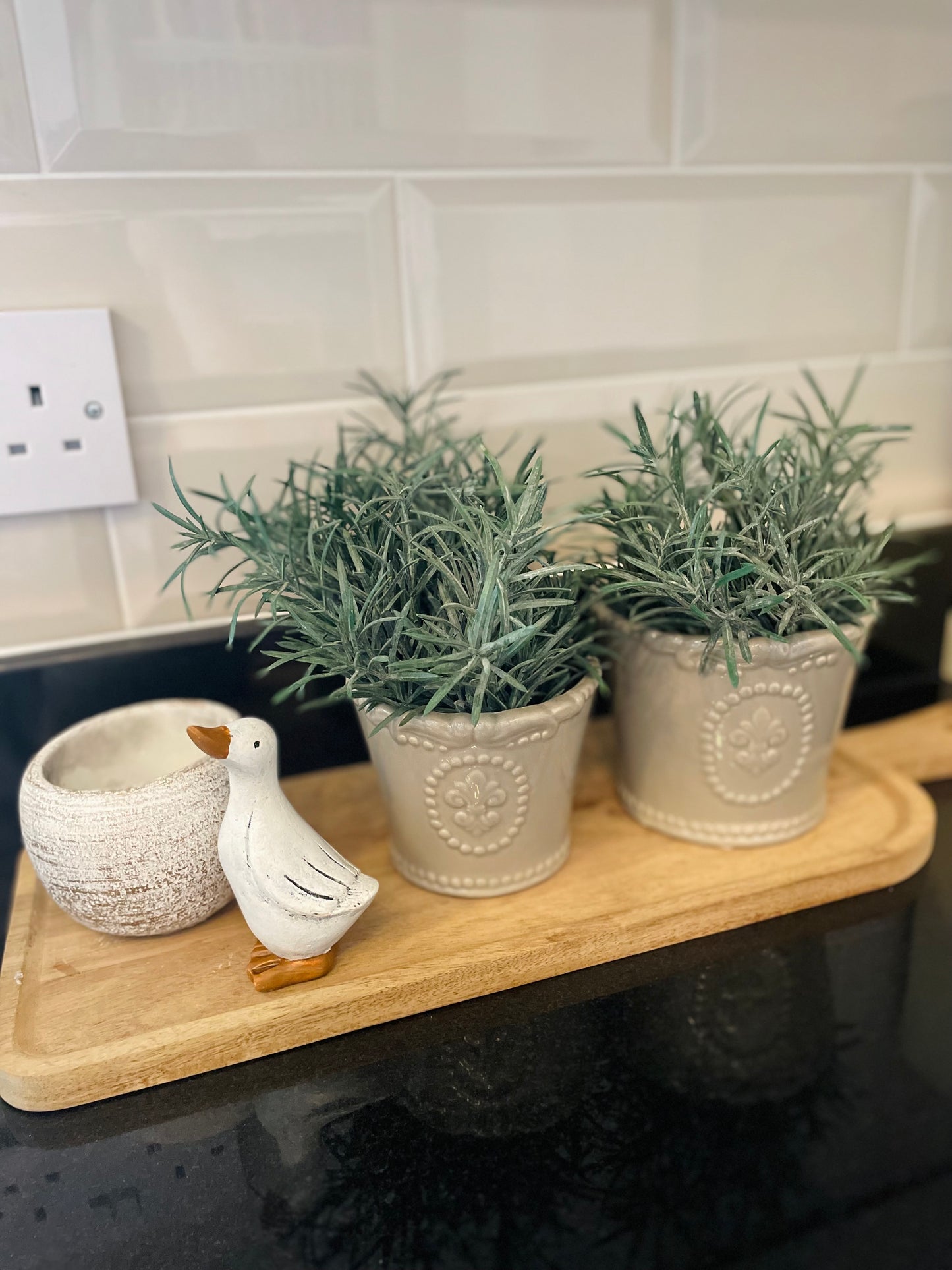 Grey Fleur De Lis Pot 13.5cm