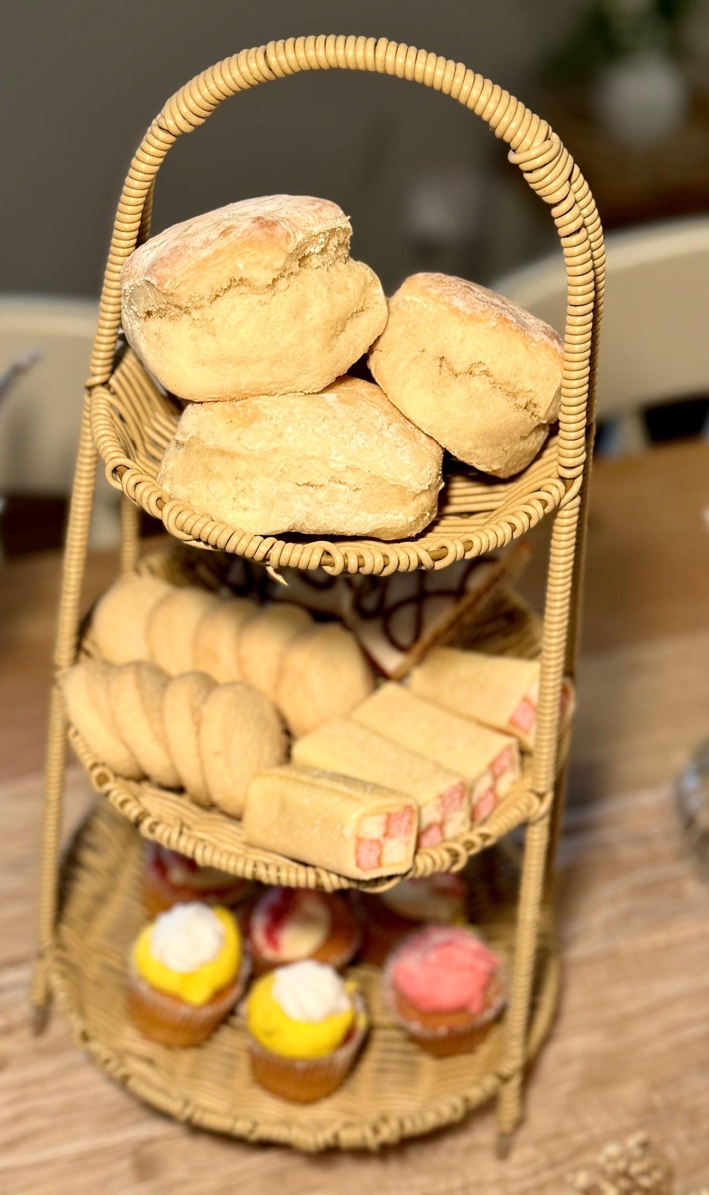 Three Tier Wicker Food Stand