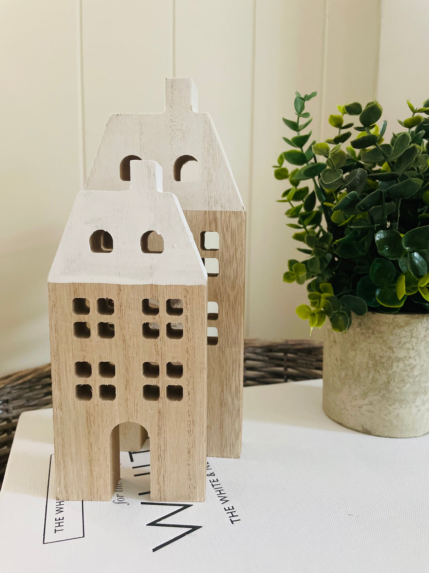 Minimal Wooden White Roof Houses - Set of 2