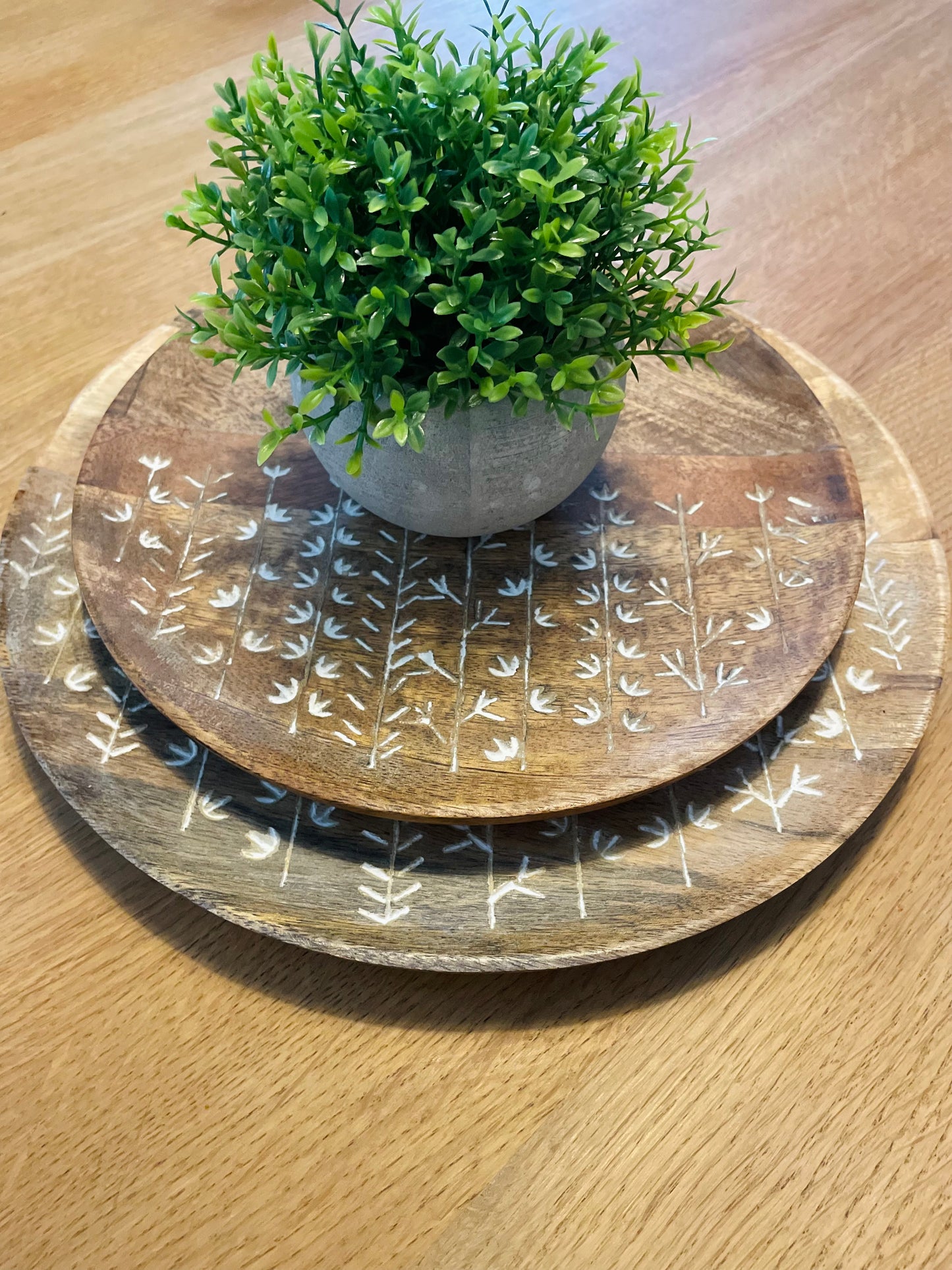 Round Mango Wood Plate - Set of 2