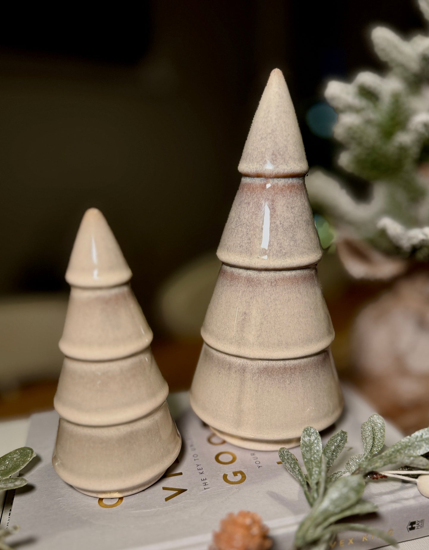 Reactive Glaze Natural Tree Ornament Set