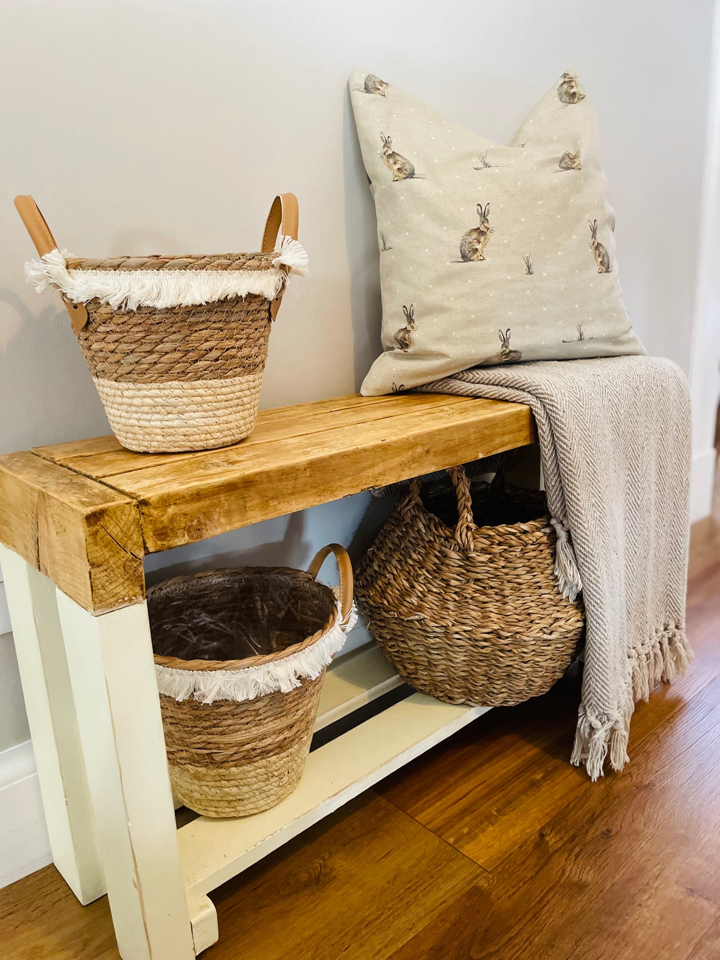Natural Woven Baskets with Tassels - Set of 2