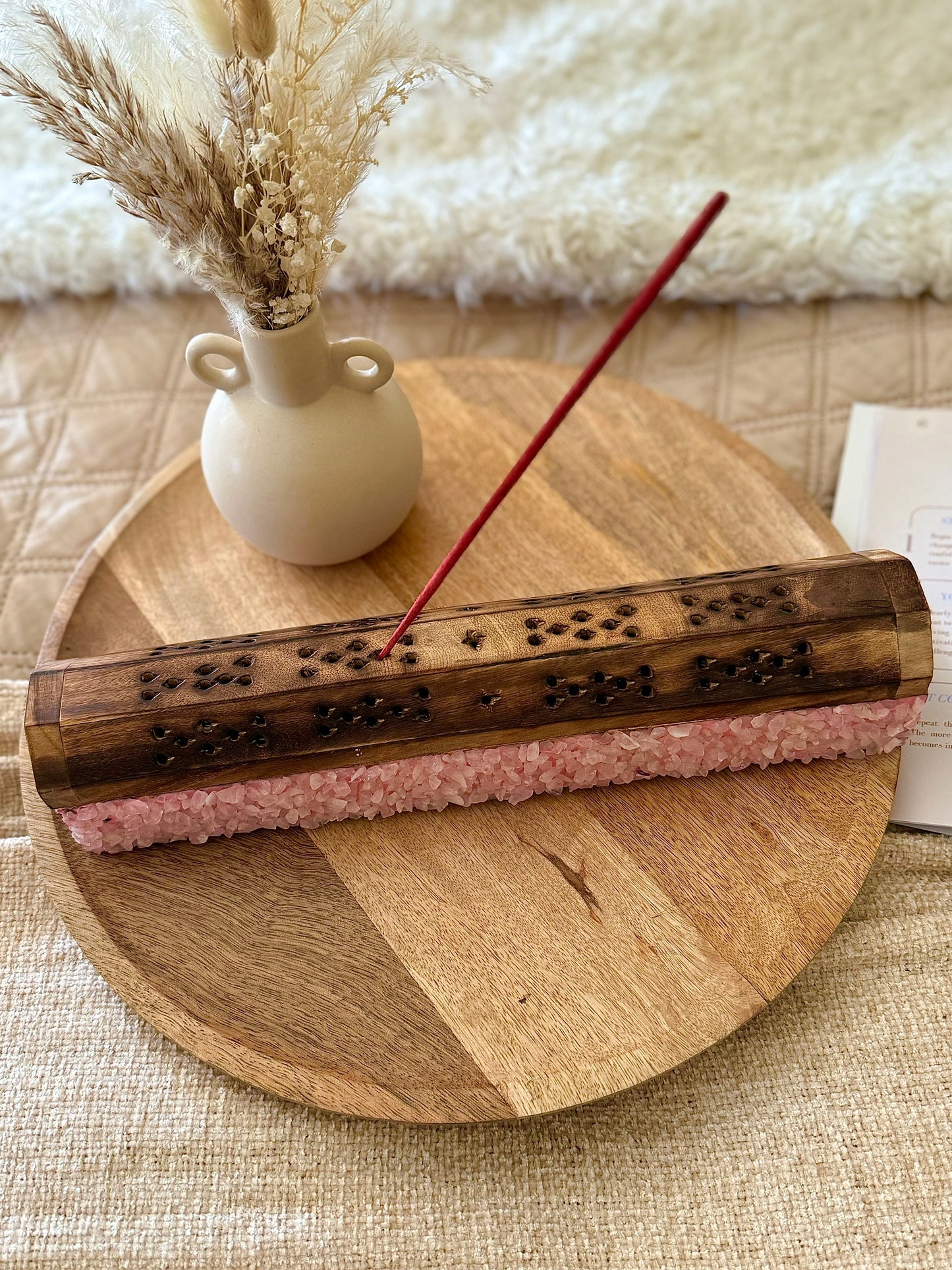 Wooden Incense Box With Crystals