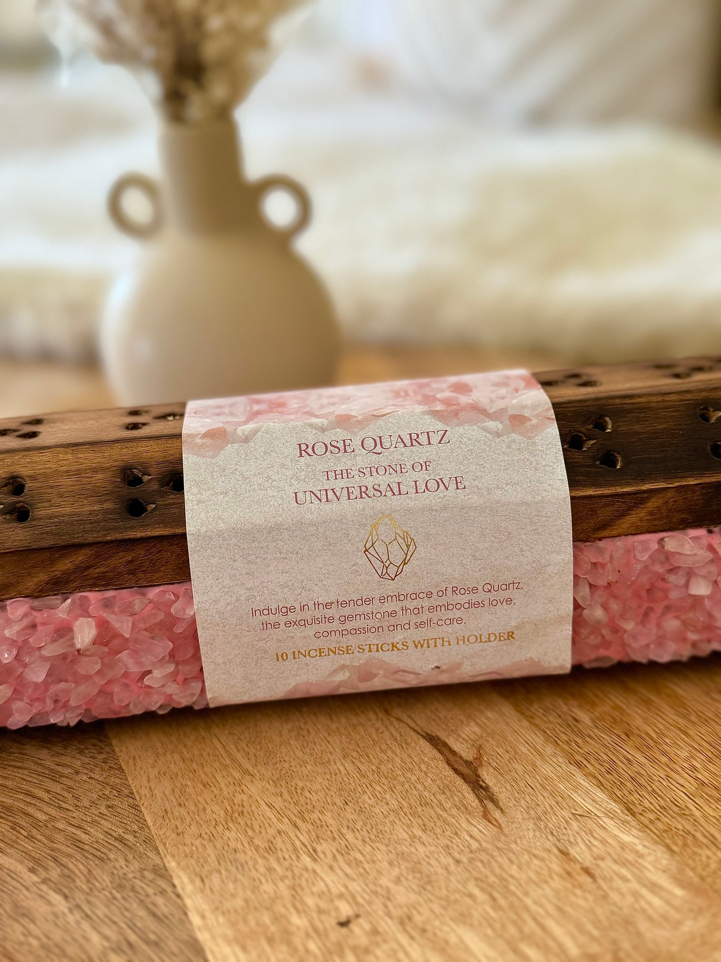 Wooden Incense Box With Crystals