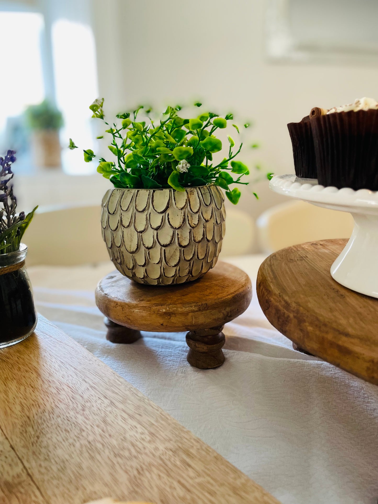 Set of 2 Raised Mango Wood Styling Plates