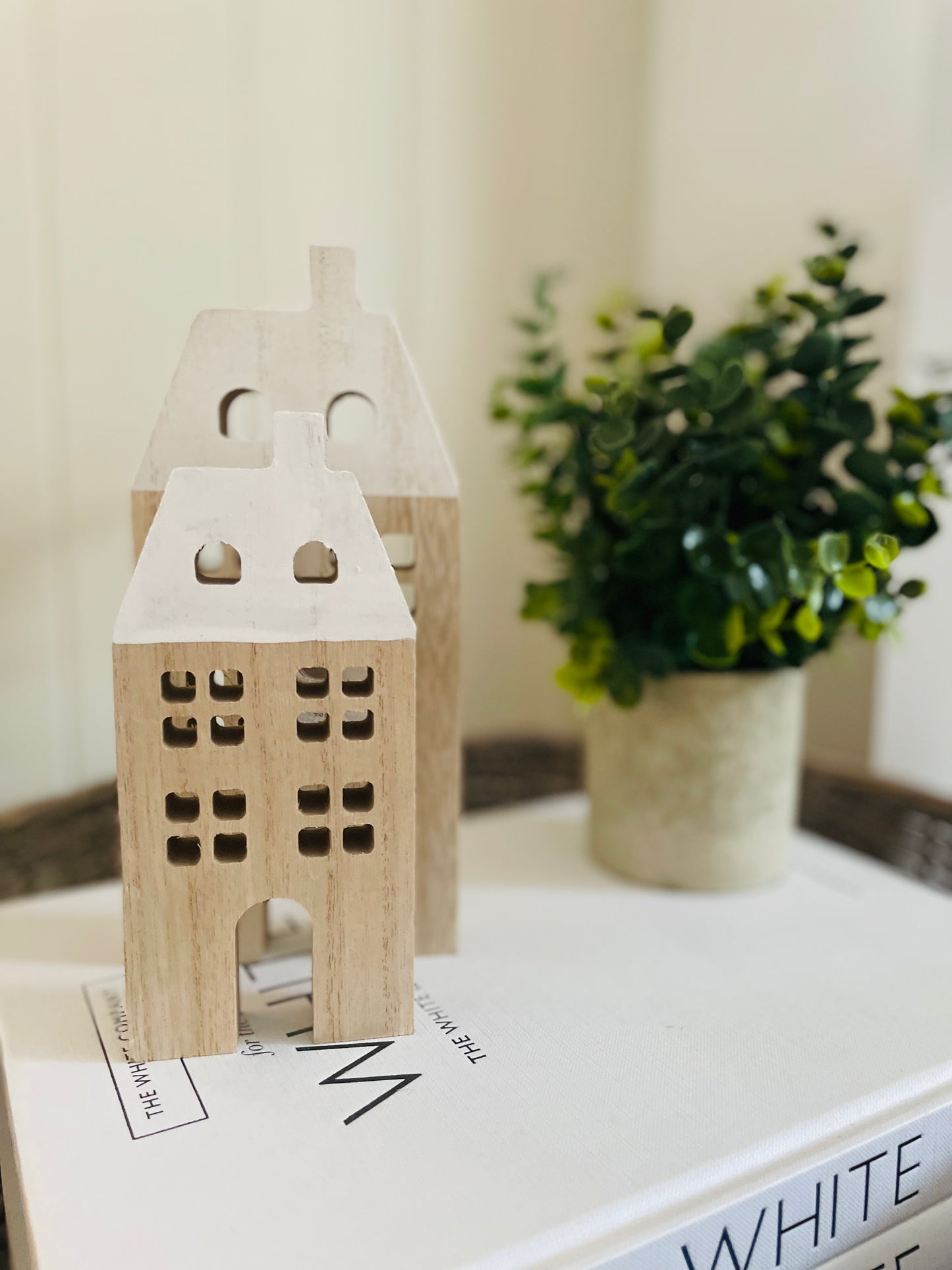 Minimal Wooden White Roof Houses - Set of 2