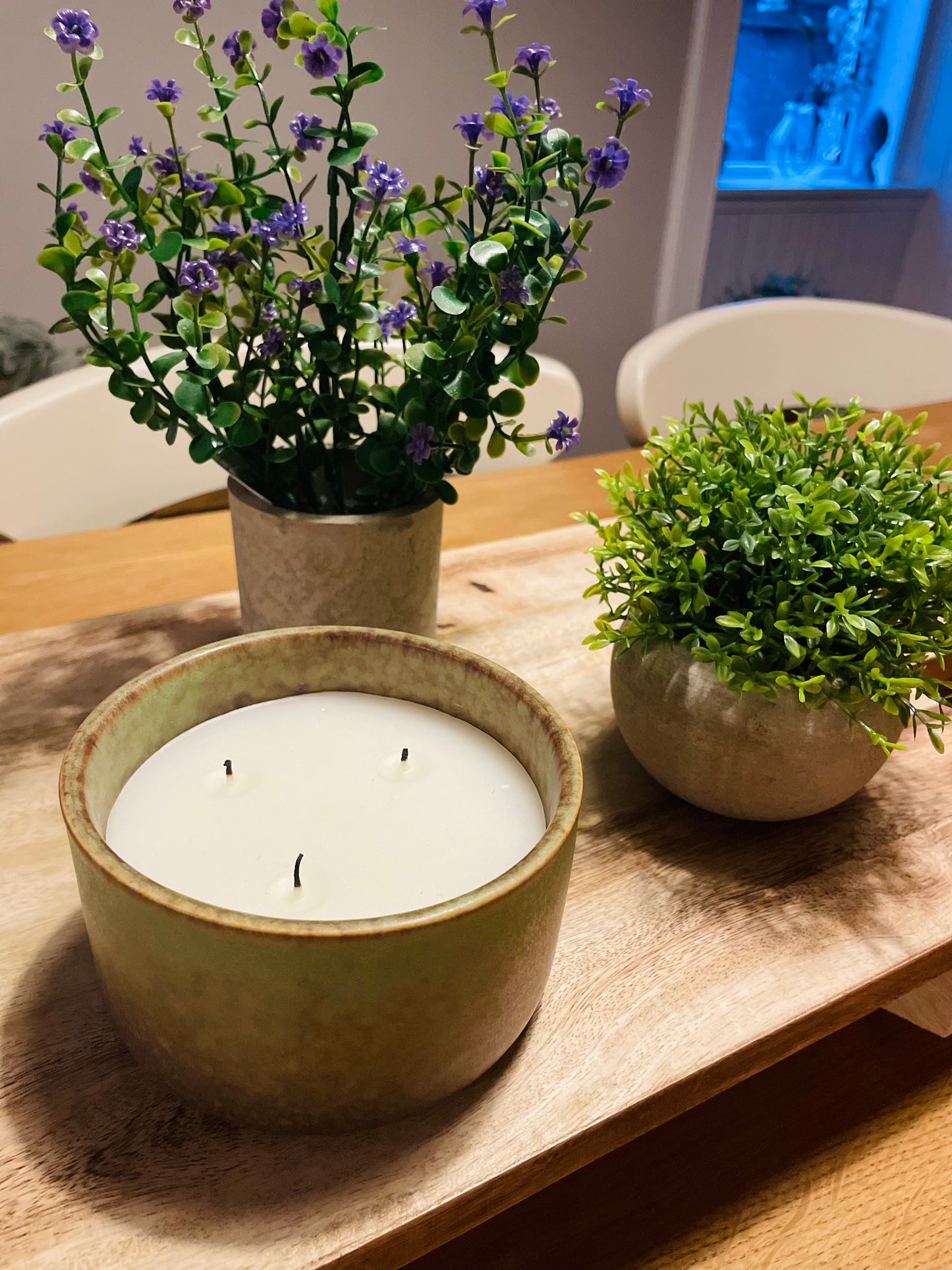 Flower Plant in Stone Effect Pot