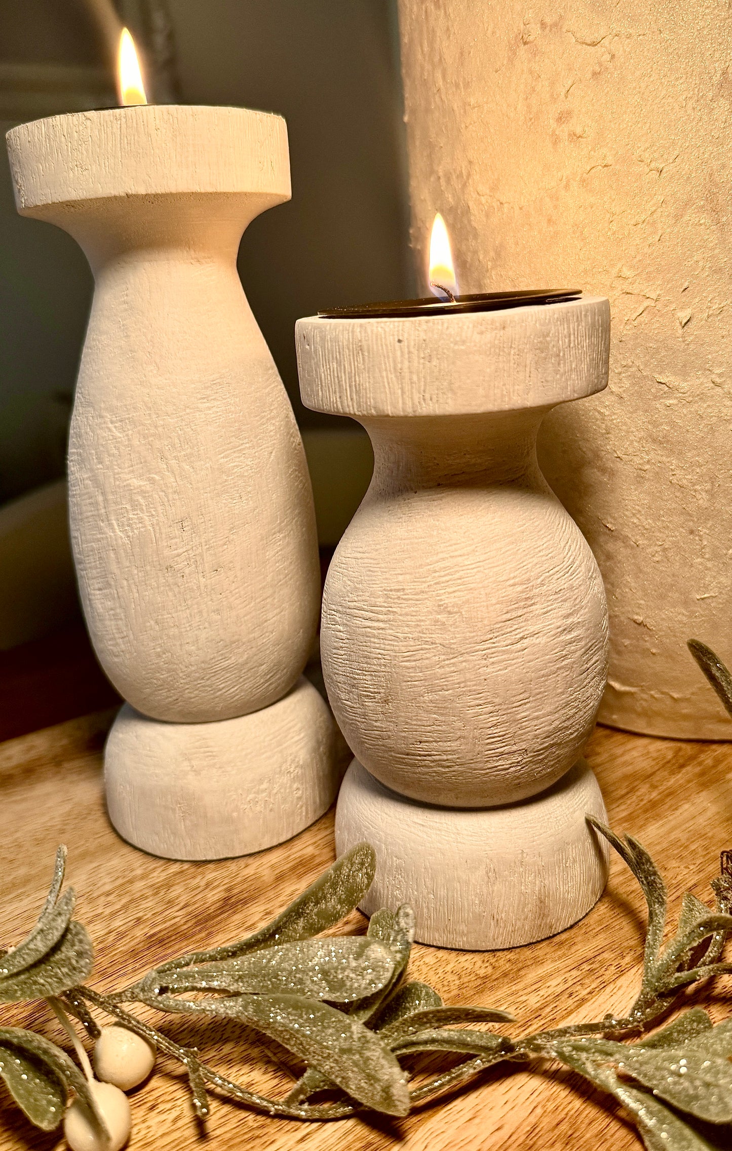 Rustic Wooden Pillar Candle Holders - Choice of Sizes