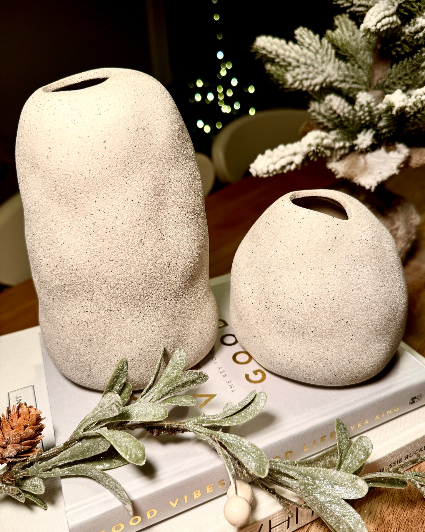Grey Abstract Stone Vase (choice of size)