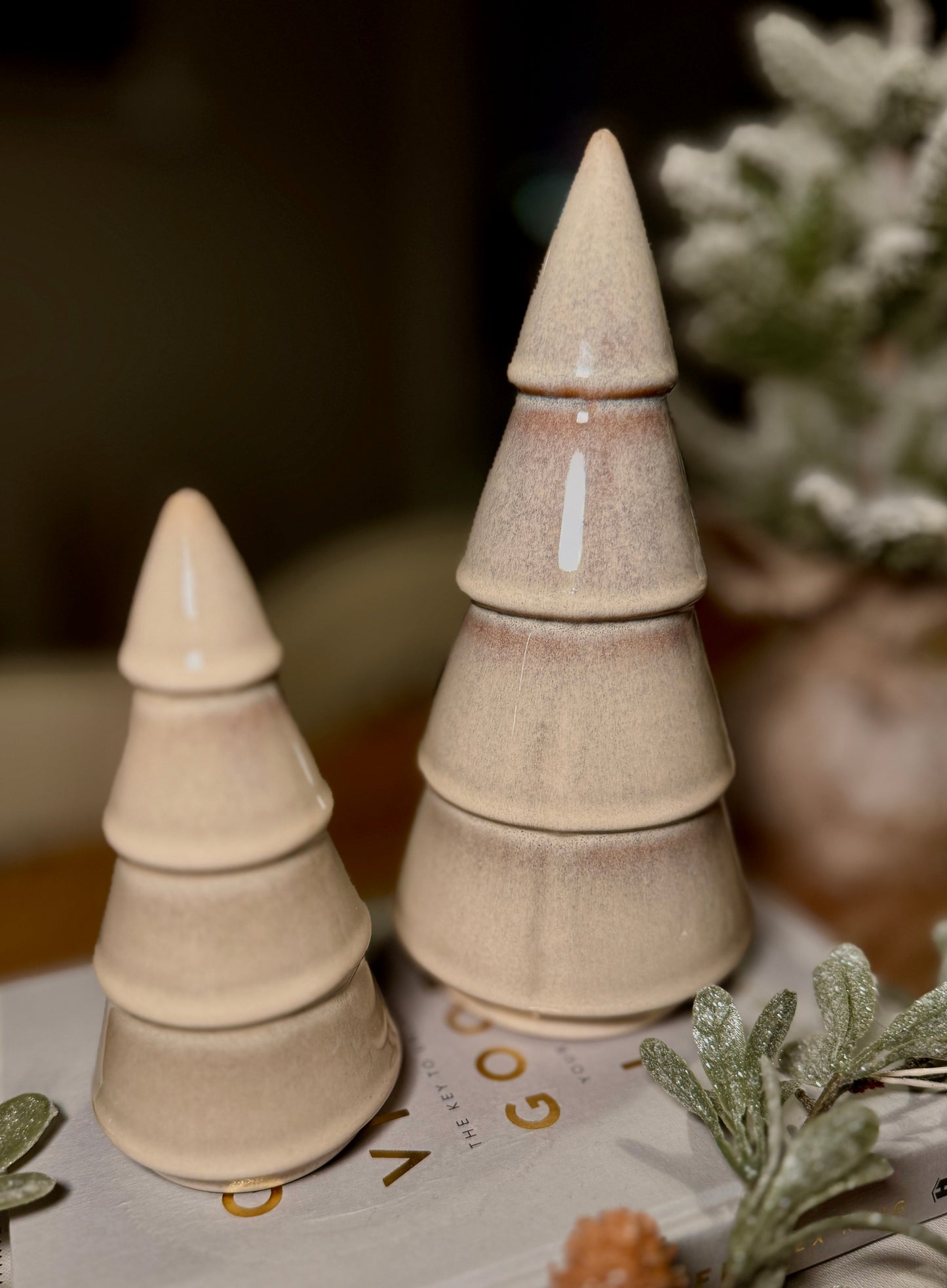 Reactive Glaze Natural Tree Ornament Set