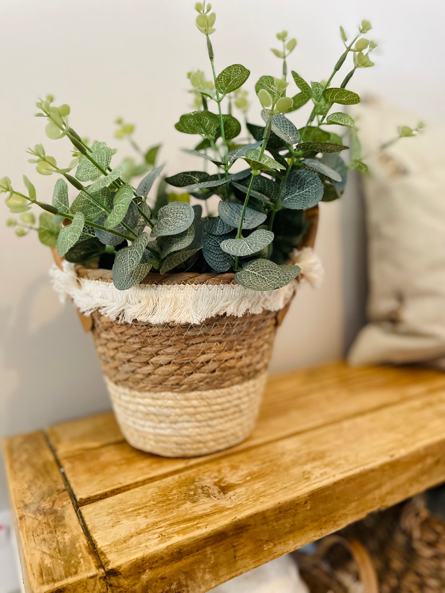 Natural Woven Baskets with Tassels - Set of 2
