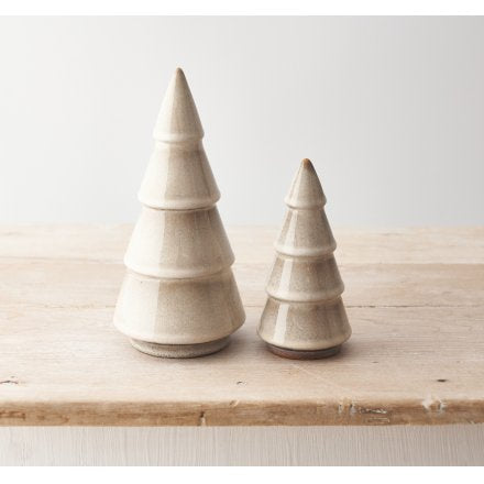 Reactive Glaze Natural Tree Ornament Set