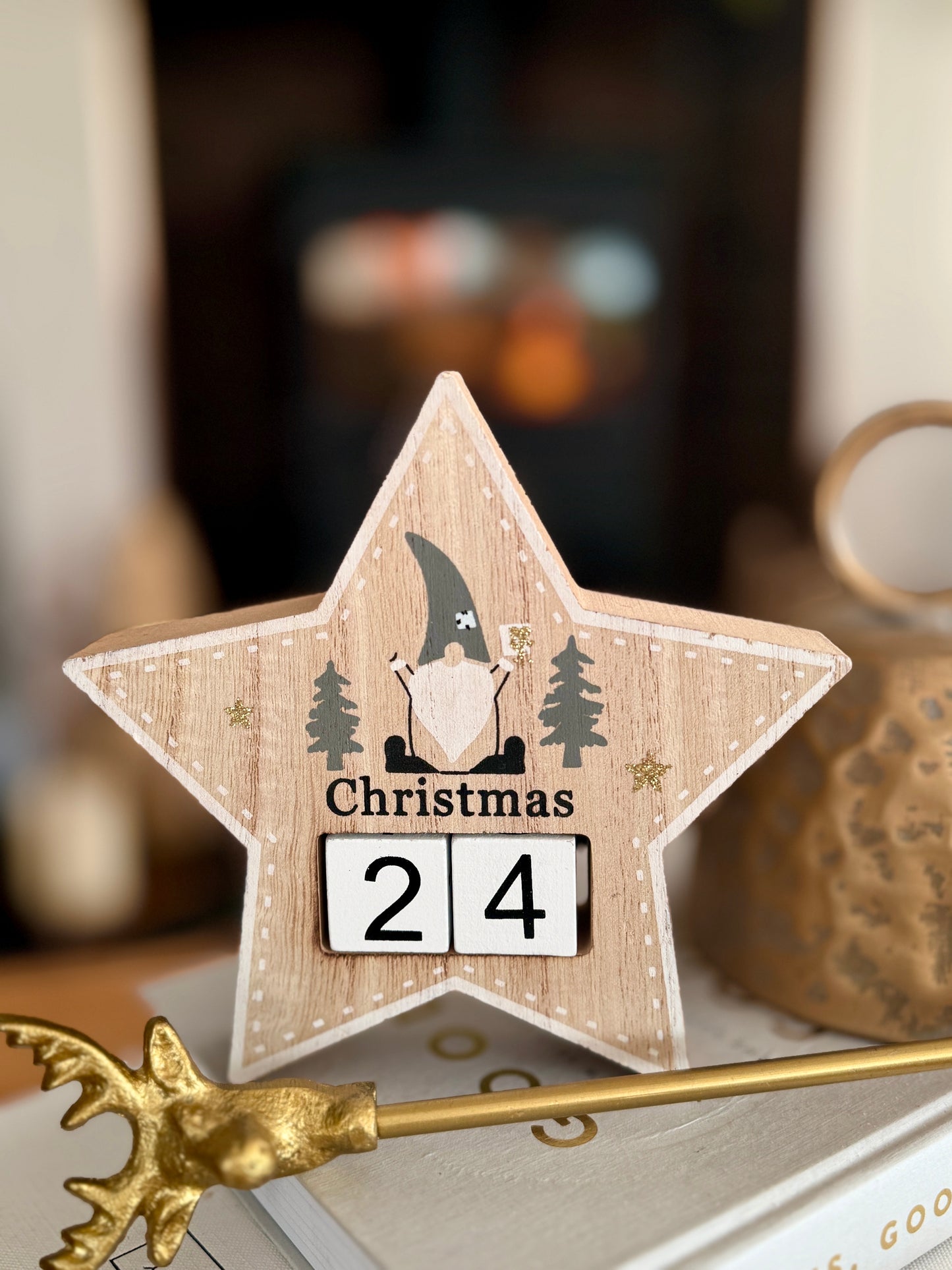 Wooden Countdown To Christmas Star Block