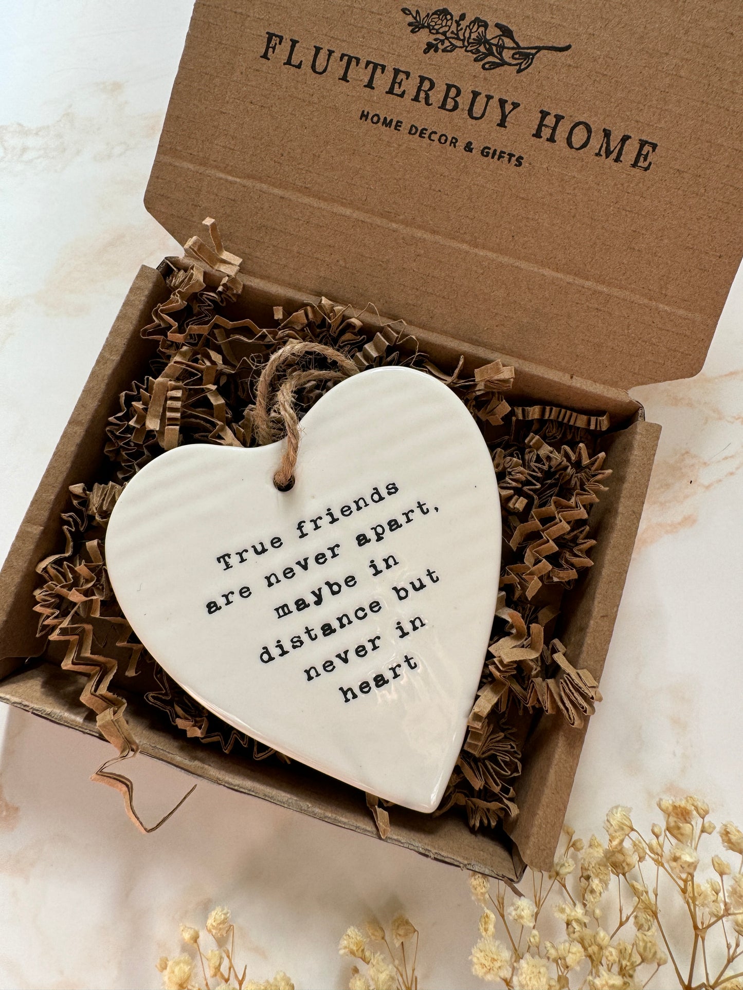 True Friends Hanging Ceramic Heart