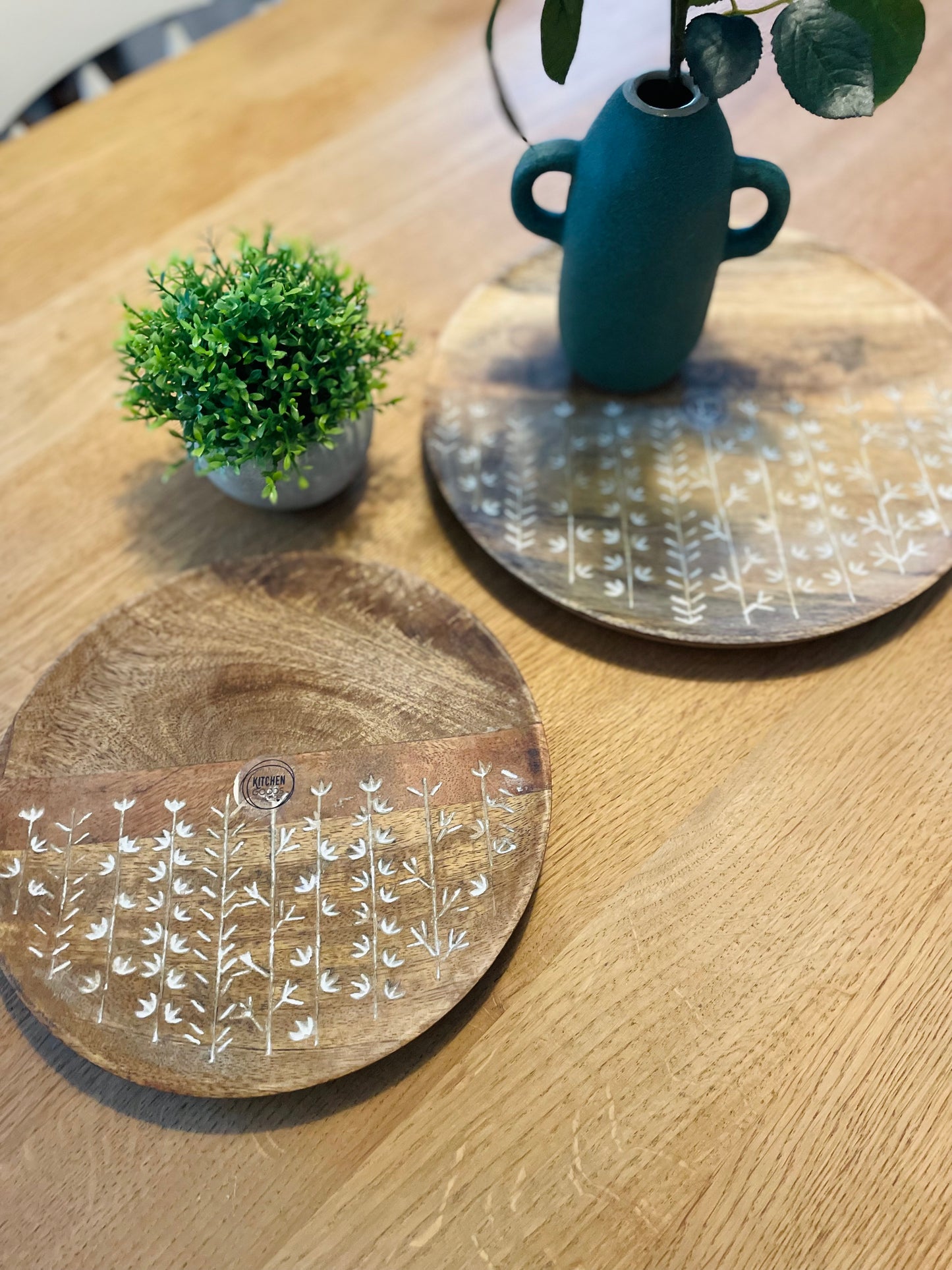 Round Mango Wood Plate - Set of 2