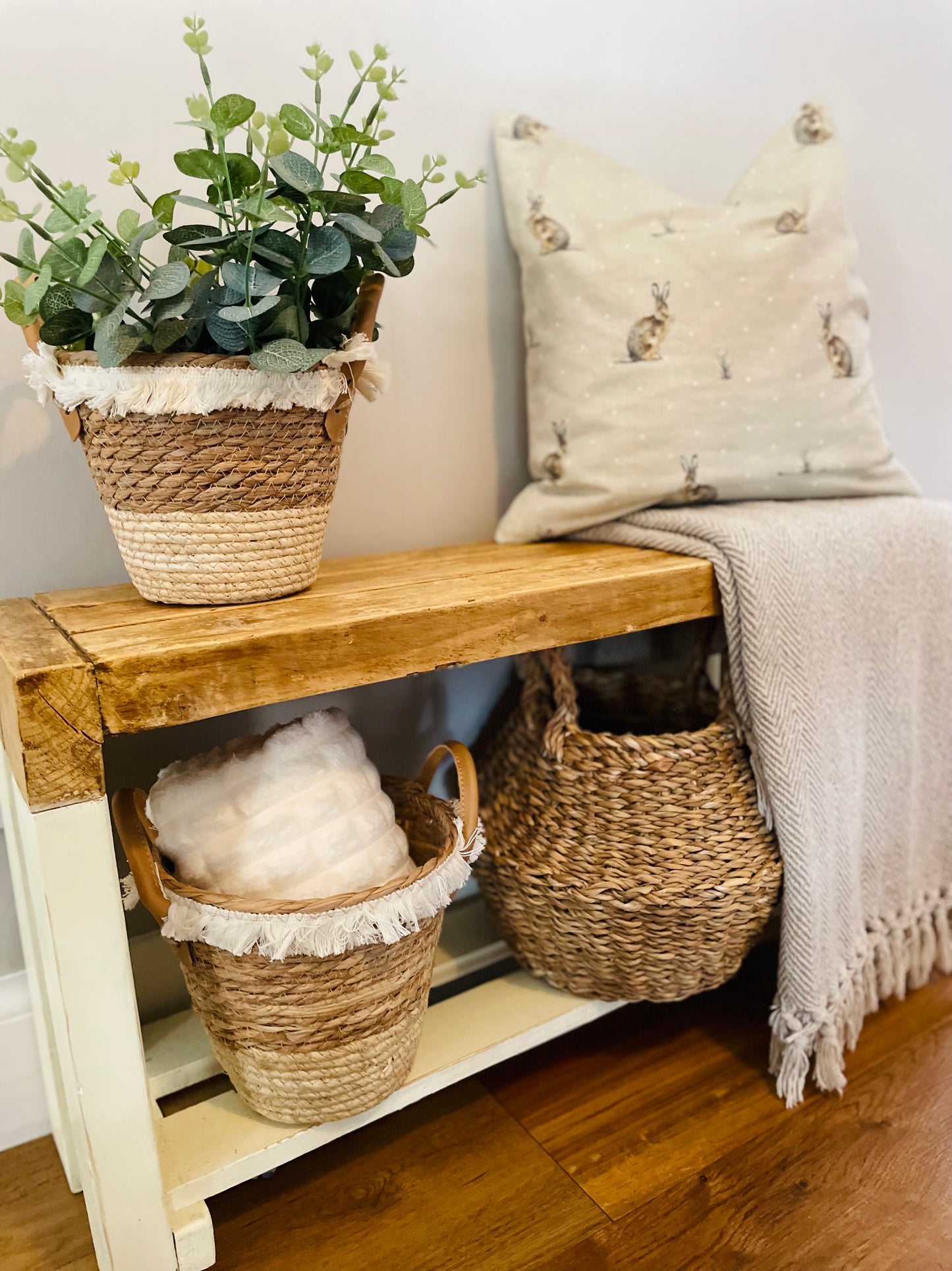 Natural Woven Baskets with Tassels - Set of 2