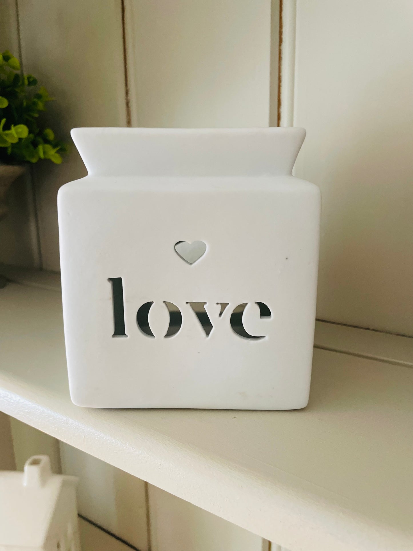 White Square LOVE Cut Out Burner