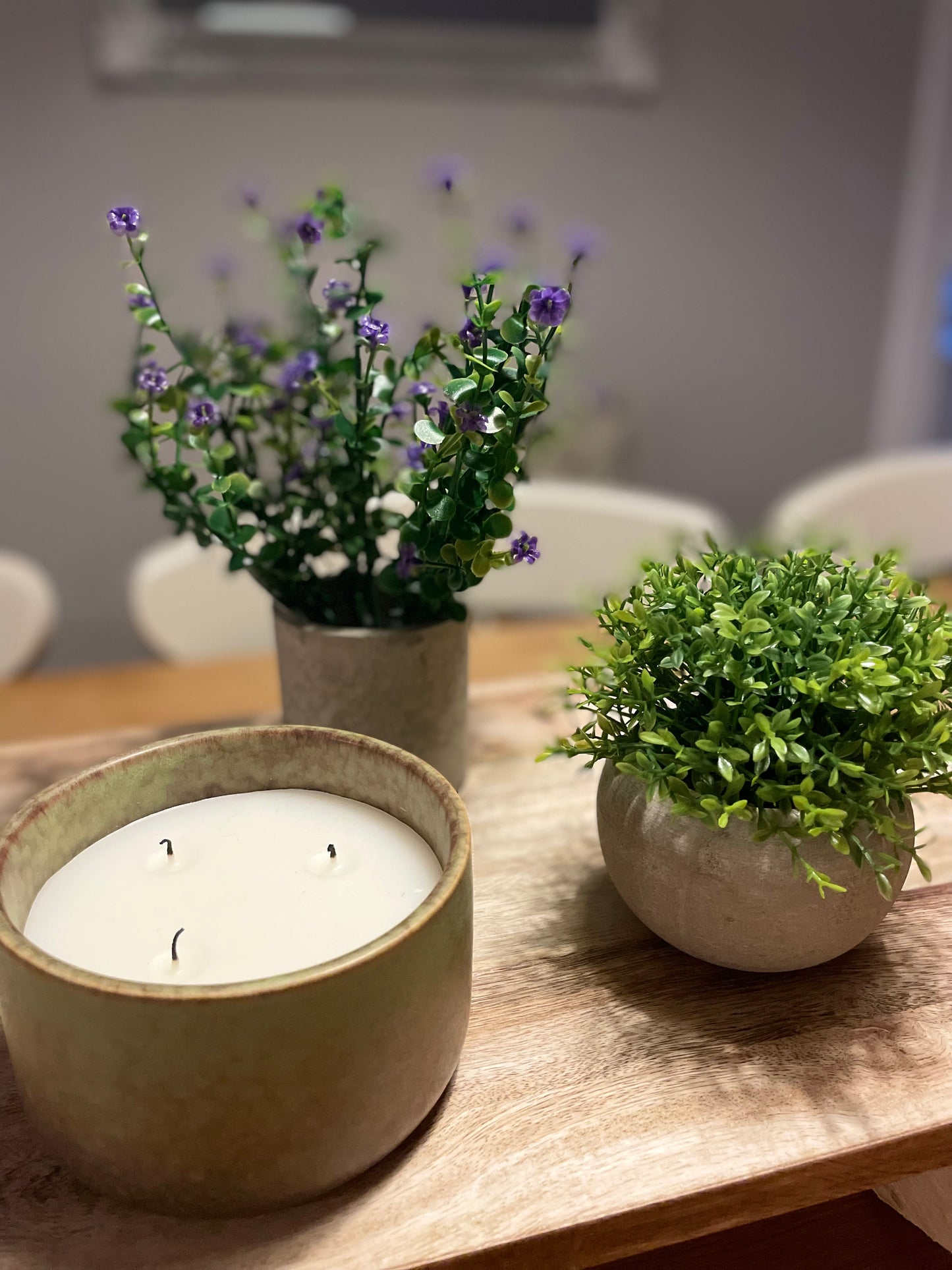Flower Plant in Stone Effect Pot