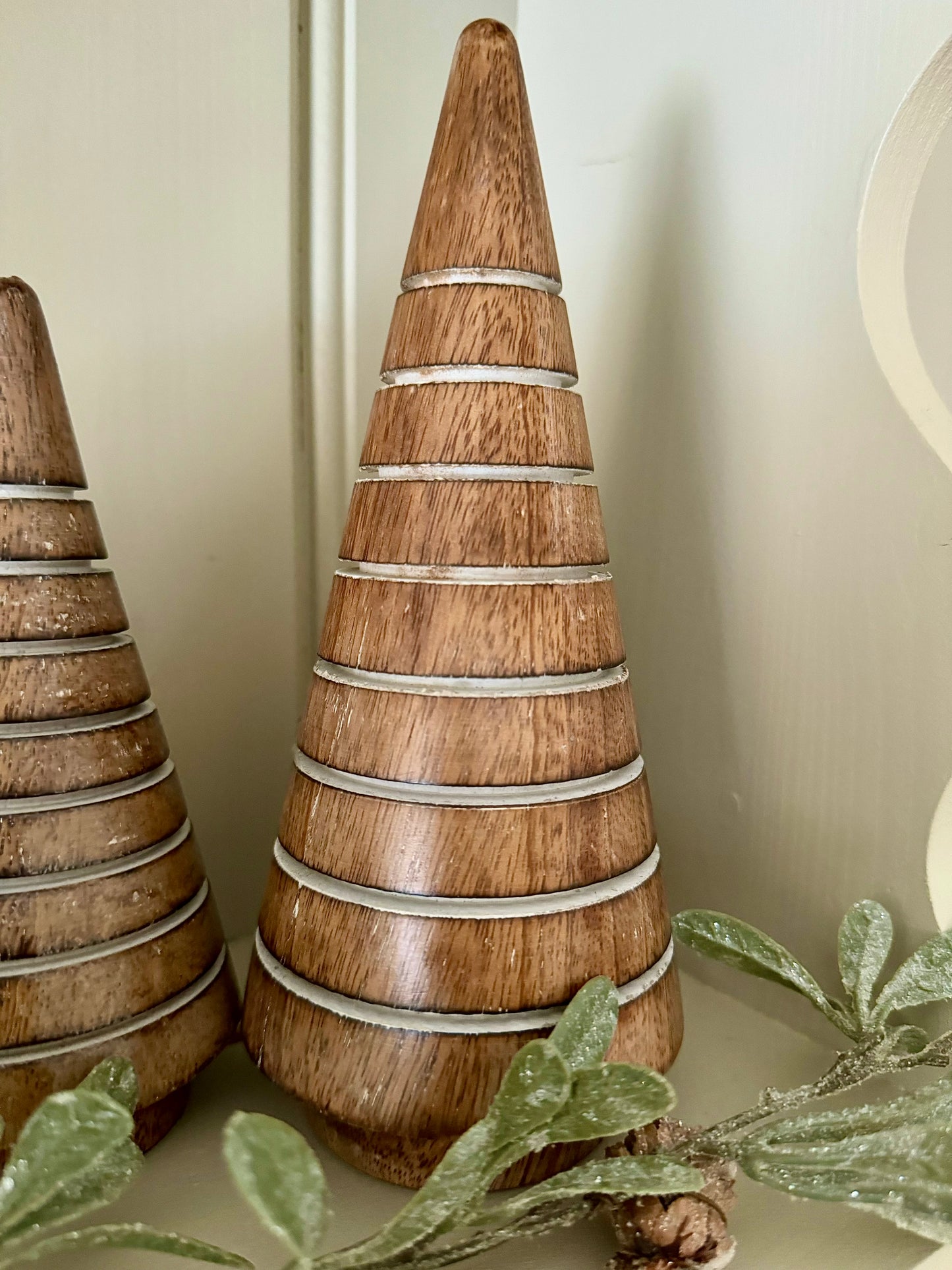 Mango Wood Striped Christmas Trees
