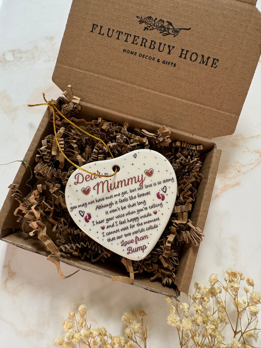 Dear Mummy From Bump Porcelain Heart