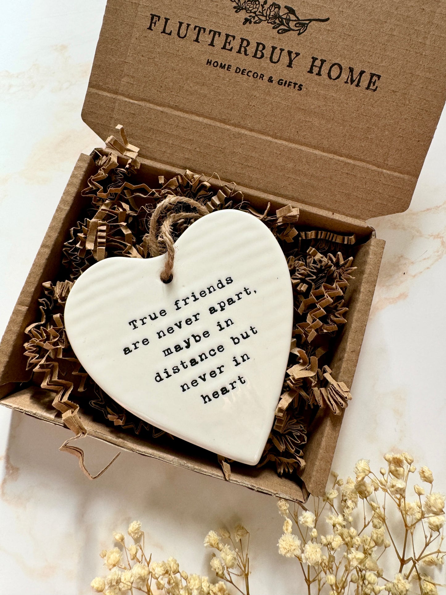 True Friends Hanging Ceramic Heart