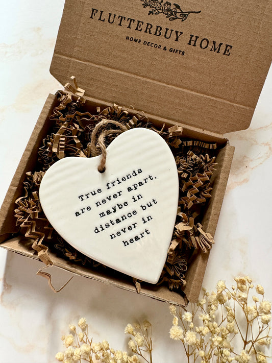True Friends Hanging Ceramic Heart