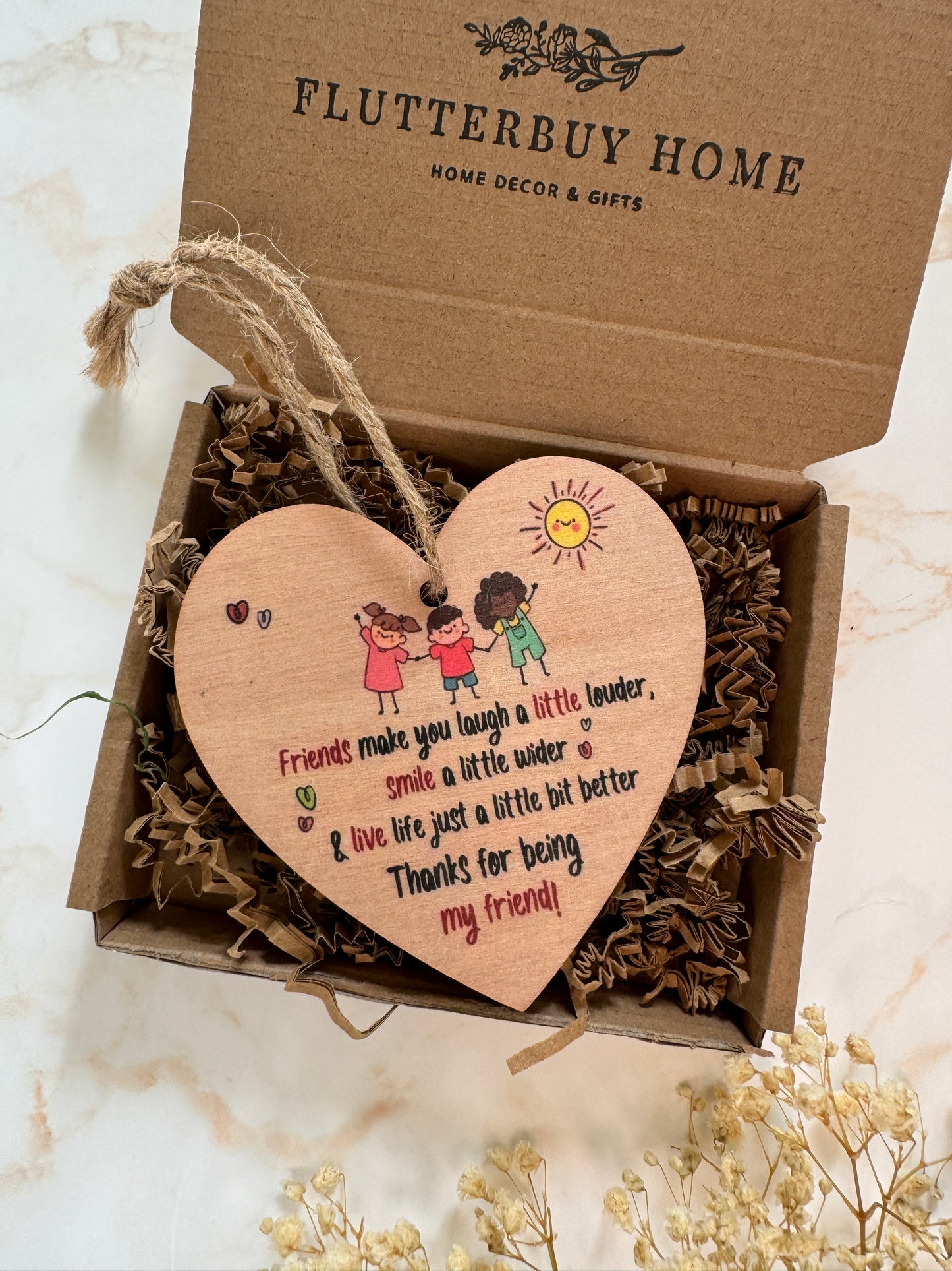 ‘Friend’ Wooden Heart Decoration