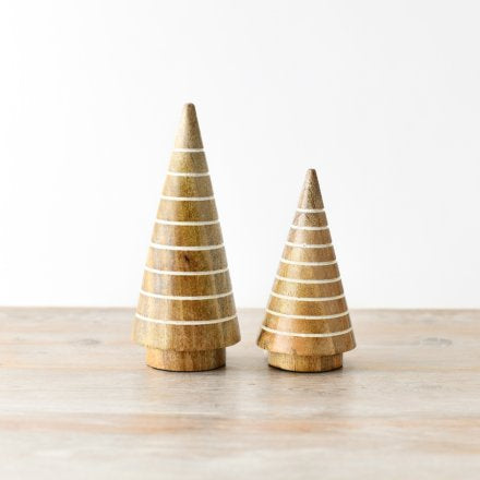 Mango Wood Striped Christmas Trees