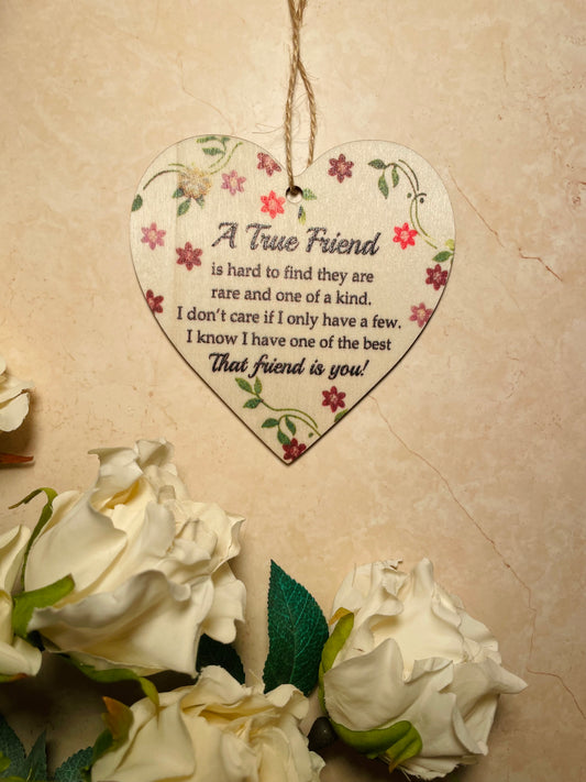 ‘True Friend’ Wooden Heart Decoration