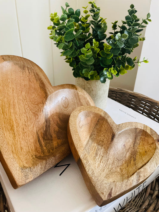 Natural Wooden Heart Dish - 2 sizes