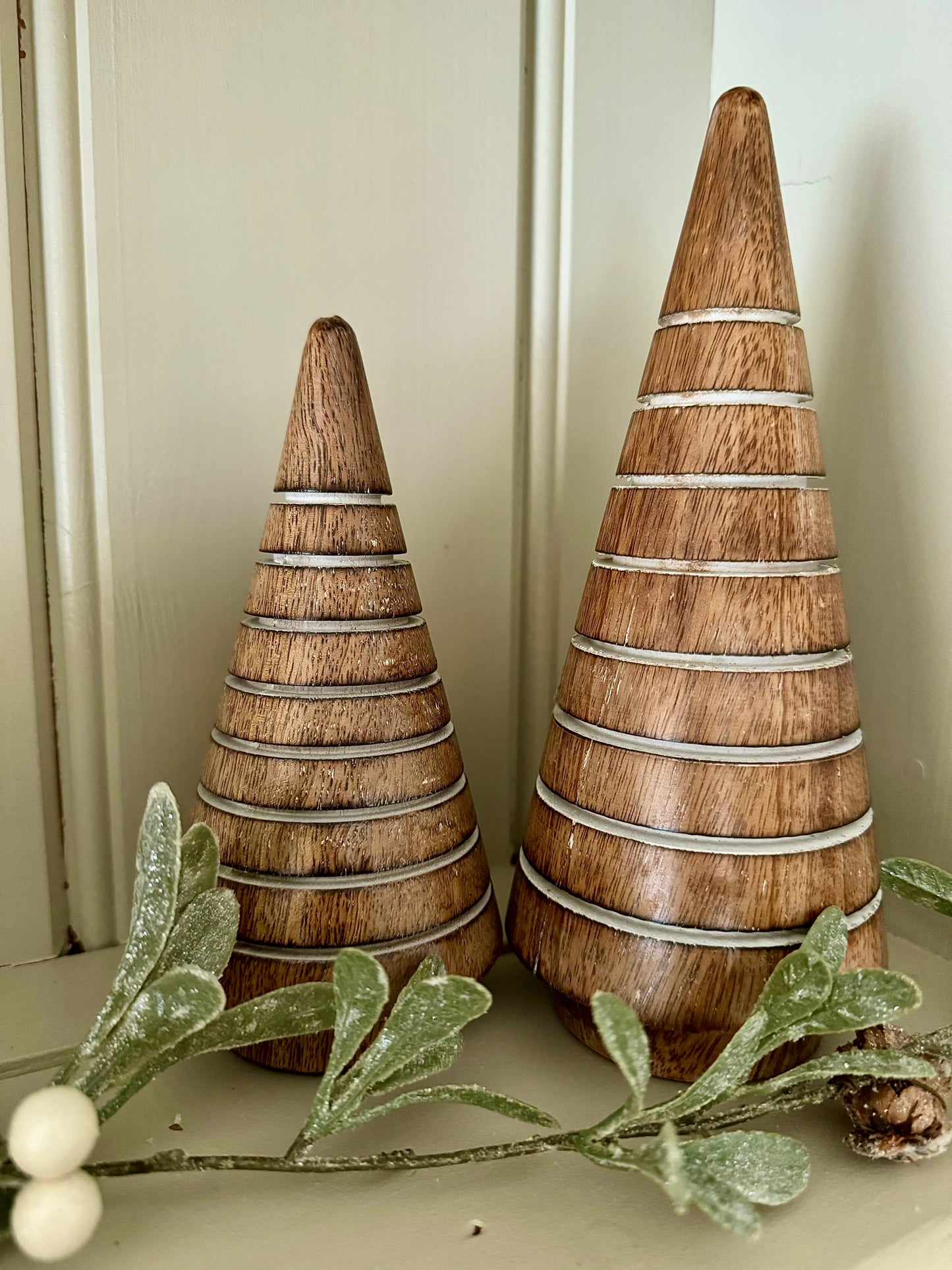 Mango Wood Striped Christmas Trees