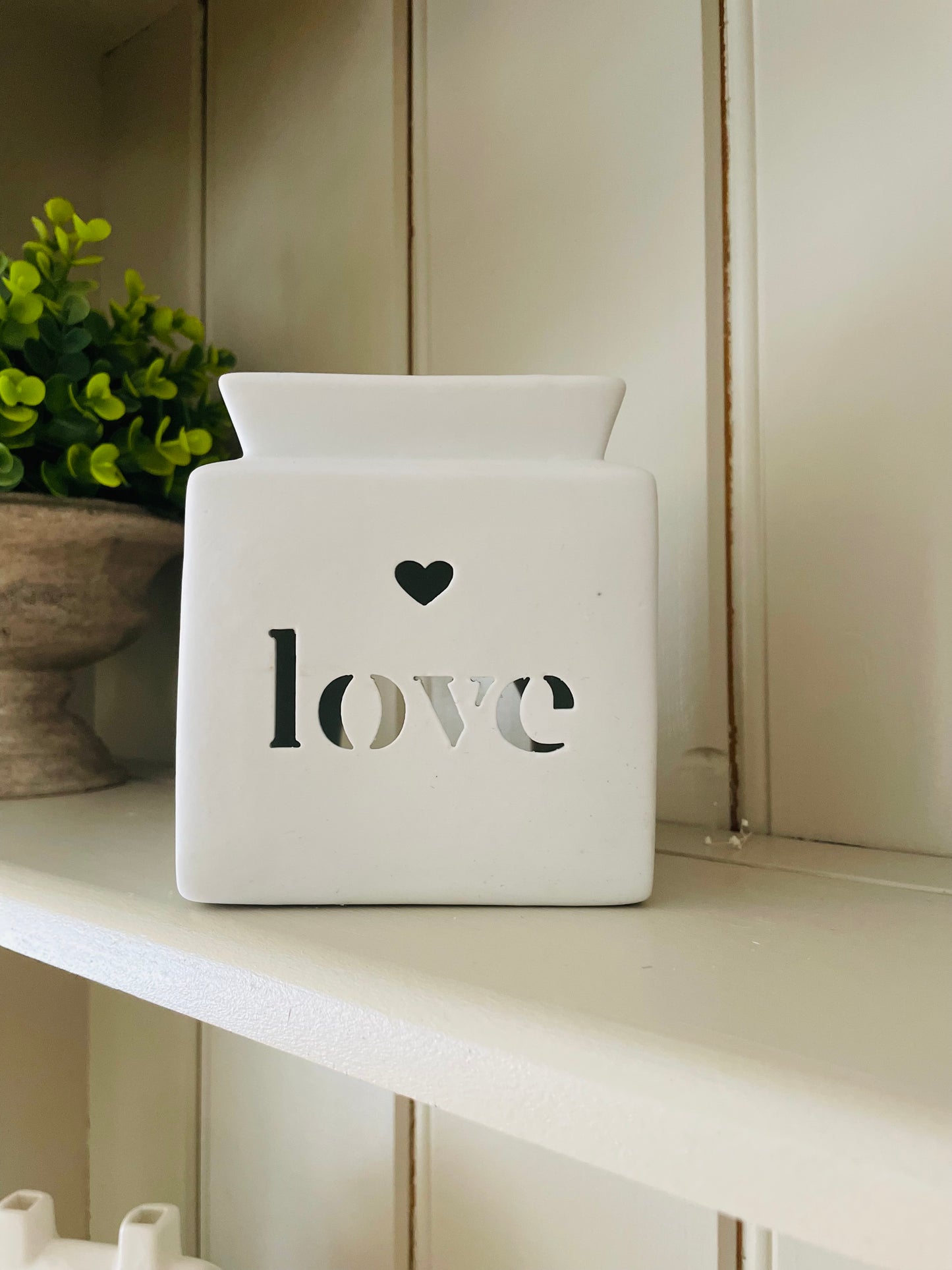 White Square LOVE Cut Out Burner