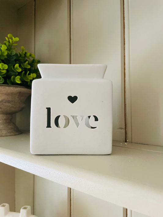White Square LOVE Cut Out Burner