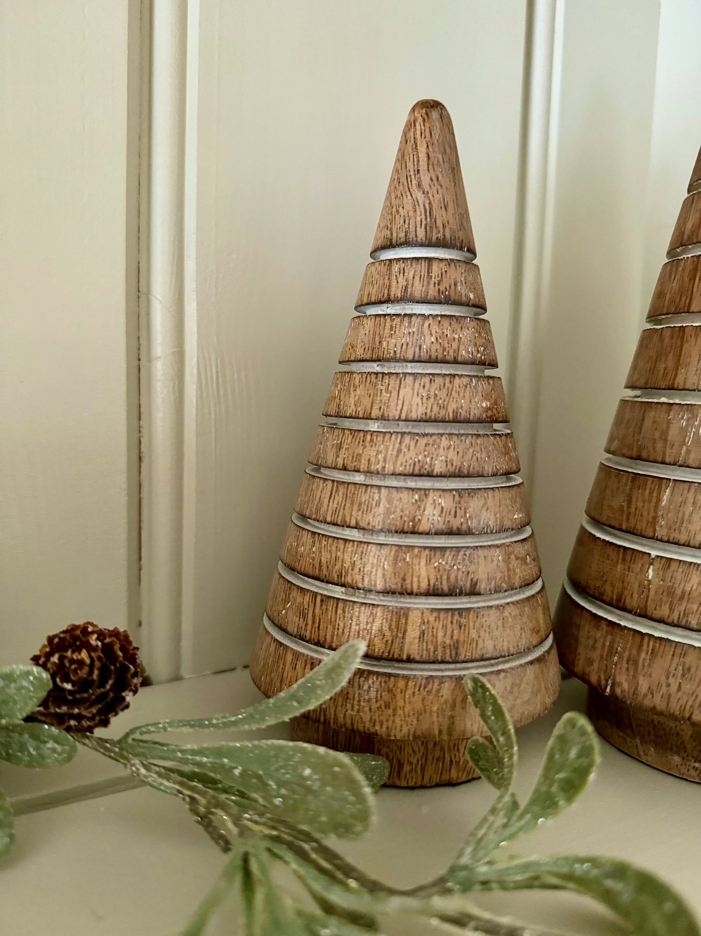 Mango Wood Striped Christmas Trees